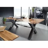 Massivmoebel24 Esstisch Akazie 260x100x76 natur lackiert IRON LABEL #129