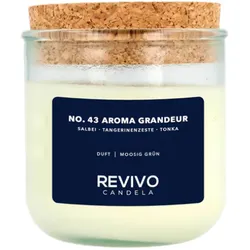 REVIVO CANDELA NO. 43 AROMA GRANDEUR nachhaltige Duftkerzen aus Rapswachs Glas-Kerze mit Korkdeckel Wohn-Dekoration Weiß/Braun - One-Size