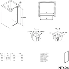 Bernstein Nt604 Nischendusche rechts 100 x 200 cm NT604