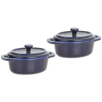 Staub Keramik Mini Cocotte Oval Dunkelblau 11 cm Ceramic 0,2 L