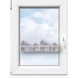 Stickereien Plauen Fensterdekoration STICKEREIEN PLAUEN "Häuser" Gr. 1, weiß, B:42cm H:13cm, Polyester, Fensterbilder, Geschenkartikel, Fensterdekoration "Häuser"