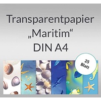 Transparentpapier "Maritim" DIN A4 Seepferdchen - 25 Blatt
