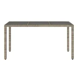 vidaXL Gartentisch mit Glasplatte Grau 150x90x75 cm Poly Rattan