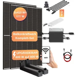 Balkonkraftwerk 820 W mit Flachdach-Set Solaranlage Photovoltaik Wechselrichter