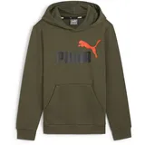 Puma ESS+ 2 Col Big Logo Hoodie FL B, Jungen Schweiß, Dark Olive,