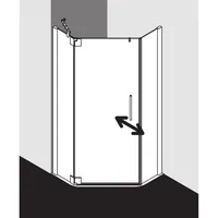 Kermi Pasa XP Fünfeck-Duschkabine Pendeltür PXL4509018VUK 90x90x185cm, silber hochglanz, ESG SR Opaco, links