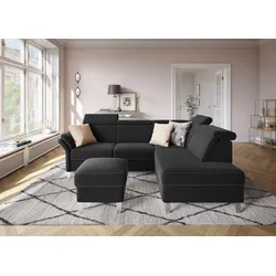 Ecksofa SIT & MORE "Vincenzo L-Form", schwarz, B:245cm H:84cm T:193cm, Sofas, inklusive Kopfteilverstellung, wahlweise mit Bettfunktion, Bettkasten
