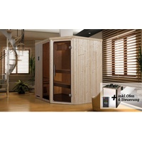 Sauna »Varberg«, (Set), 7,5 kW-Ofen mit digitaler Steuerung beige