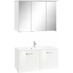Badmöbel-Set WELLTIME "Ravenna", weiß, Kastenmöbel-Sets, Breite 100 cm, mit gedämpften Scharnieren