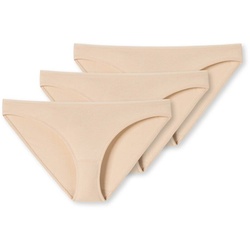 SCHIESSER Damen Slip 3er Pack - Minislip, Unterhose, Cotton Stretch 95/5, uni Beige (Sand) 2XL