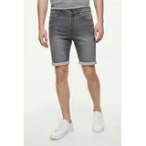 Only & Sons "ONSPLY BOX PIM JOG DNM SHORTS OTL", Herren, Gr. L, N-Gr, dunkelgrau denim, Web, Obermaterial: 64% Baumwolle, 31% Polyester, 3% Viskose, 2% Elasthan, unifarben, regular fit knielang, Hosen Shorts