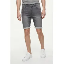 Only & Sons "ONSPLY BOX PIM JOG DNM SHORTS OTL", Herren, Gr. L, N-Gr, dunkelgrau denim, Web, Obermaterial: 64% Baumwolle, 31% Polyester, 3% Viskose, 2% Elasthan, unifarben, regular fit knielang, Hosen Shorts