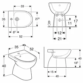 Geberit Renova Standbidet teilgeschlossene Form, 500.812.01.2, Farbe: Weiß