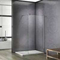 8mm Nano+ESG walk in Duschtrennwand Duschwand 60X200cm mit Stabilisator 90cm - Transparent/Silber