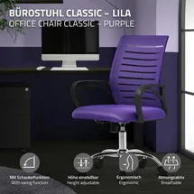 ML-Design Bürostuhl ergonomisch, Lila, Höhenverstellbarer Schreibtischstuhl mit Armlehnen, Computerstuhl mit atmungsaktiver Netzbespannung,