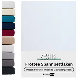 Zestri Spannbettlaken Frottee bis 40 cm Steghöhe, auch für Boxspringbett & Wasserbett, weich, Gummizug: rundum, Spannbettbezug Bettbezug Laken, winter weich flauschig weiß BOXSPRINGBETT 180 - 200x220 + 40 cm cm