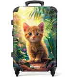 NoBoringSuitcases.com Kinderkoffer, Kinder Koffer, Koffer Groß, Koffer Kinder, TSA Schloss, Trolley Kinder, Großer Koffer, Suitcase, Koffer Mittelgroß (Rotes Kätzchen - Grün, 67 cm - 72 L)