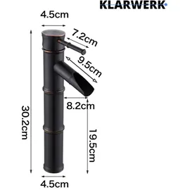 klarwerk YURI Wasserfall Wasserhahn Bad Schwarz