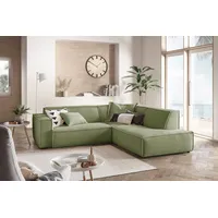 KAWOLA Sofa SAMU Ecksofa Cord olivgrün Recamiere rechts