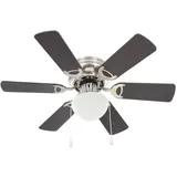 vidaXL 82 cm dekorativer Deckenventilator mit Leuchtmittel dunkelbraun