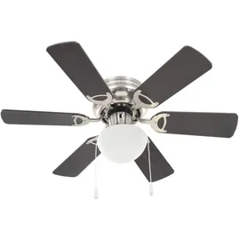 vidaXL 82 cm dekorativer Deckenventilator mit Leuchtmittel dunkelbraun