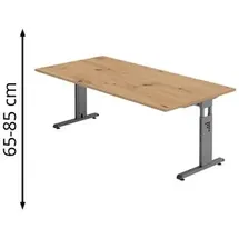 Hammerbacher OS 2E höhenverstellbarer Schreibtisch asteiche rechteckig, C-Fuß-Gestell grau 200,0 x 100,0 cm