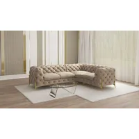 s-style möbel - Chesterfield Ecksofa mit Metall Füßen Creme Samt