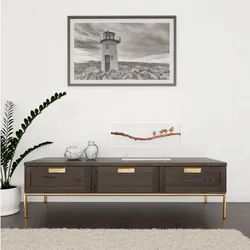 Lowboard ANDAS, schwarz (schwarz, messing), B:150cm H:40cm T:44cm, Sideboards, Kommode, Holzfurnier aus Walnussbaum, skandinavisches Design