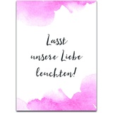 50 Knicklichtschilder Hochzeit Schilder für Knicklichter "Lass unsere Liebe leuchten" (Aquarell rosa)