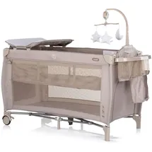 Chipolino Reisebett Bella 2 Ebenen seitlicher Eingang Musikmobile Wickelauflage beige Kunststoff, 60x120 cm, Babymöbel, Babybetten, Reisebetten