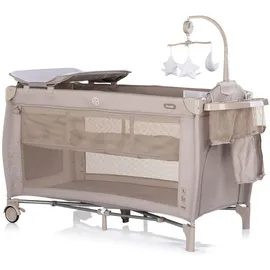 Chipolino Reisebett Bella 2 Ebenen seitlicher Eingang Musikmobile Wickelauflage beige Kunststoff, 60x120 cm, Babymöbel, Babybetten, Reisebetten