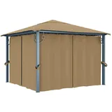 vidaXL Pavillon 3 x 3 m inkl. 4 Seitenteile Taupe