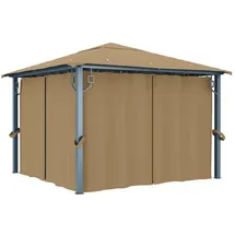 vidaXL Pavillon 3 x 3 m inkl. 4 Seitenteile Taupe
