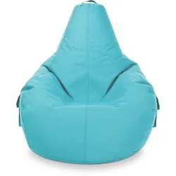 Green Bean© 2er Set Sitzsack + Hocker "Cozy+Cube" - fertig befüllt - Bean Bag Bodenkissen Lounge Sitzhocker Gamingstuhl Pouf - Aquamarin