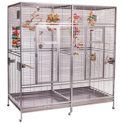 Montana Cages Vogelkäfig XXL Voliere Arkansas Nova 2024 – Wagerechte Verdrahtung für Aras & co., Riesige Papageienvoliere für große Papageien, Erweiterbar weiß 206 cm x 101,5 cm x 220 cm