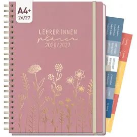 Häfft Lehrer-Planer Deluxe Fine Flowers rosé 2026/2027