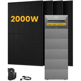 Anker SOLIX Solarbank 3 E2700 Pro 13,5 kWh inkl. 4x BP2700 Erweiterungsakku + 4x 500W Solarmodule + 5x Smart Plug