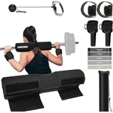 BOOSTEADY Langhantel Polster Pad Set, Frauen Fitness Pads Hip Thrust Polster Rutschfeste Verdickung Barbell Squat Pad mit Widerstandsbänder Wrist Wraps Fußschlaufen Kabelzug Reflexball