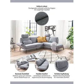 Candy 3C Candy Ecksofa Kairo Multifunktion-Sofa, bequem und viele Komfortfunktionen, L-Form, inklusive Drehsitz-, Armlehnen- und Rückenverstellung blau