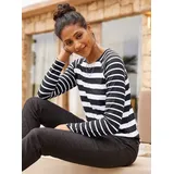 Heine Langarmshirt in schwarz-ecru-gestreift | Gr.: 46