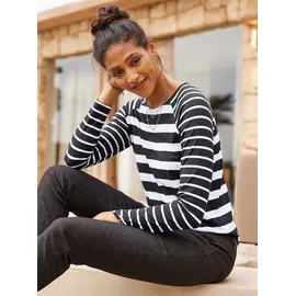 Heine Langarmshirt in schwarz-ecru-gestreift | Gr.: 46