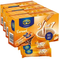 KRÜGER Family 3 in 1 Caramel, Instant Kaffee Sticks mit löslichem Kaffee, Kaffeeweißer, Zucker & Karamell-Aroma, 10 Sticks (16,9g) (Packung mit 4)
