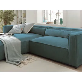 best mobilier Lisa Design Ela Ecksofa links, aus Cordsamt, zeitgenössischer Stil - Entenblau