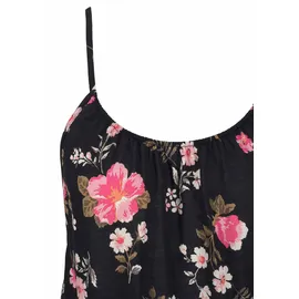 LASCANA Overall LASCANA, Damen, Gr. 34, N-Gr, bunt (bedruckt), Jersey, Obermaterial: 100% Viskose, geblümt, figurumspielend kurz, Rundhals, Overalls Overall, mit Spaghettiträgern und Blumenmuster, sommerlicher Jumpsuit