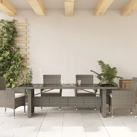 vidaXL Gartentisch mit Glasplatte 240 x 90 x 75 cm Grau