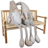 Christmas Paradise XL Kantenhocker Weihnachtswichtel 32cm(80cm) im 2er Set sitzender Gnom breige-Creme