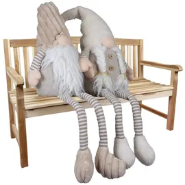Christmas Paradise XL Kantenhocker Weihnachtswichtel 32cm(80cm) im 2er Set sitzender Gnom breige-Creme