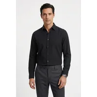 Boss Leinenhemd Regular Fit Schwarz L