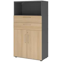 Hjh OFFICE PRO Hammerbacher Kombischrank FlexWall 4OH graphit/eiche