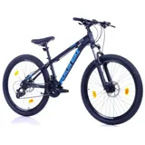 Berlin Bike Mountainbike MTB1 – mit komplettem Shimano Set - 21 Gang Shimano FD-TZ500/RD-TY300D, Dacron Hydraulische Scheibenbremsen (Schwarz-Blau, 26 Zoll und 33 cm Rahmenhöhe)